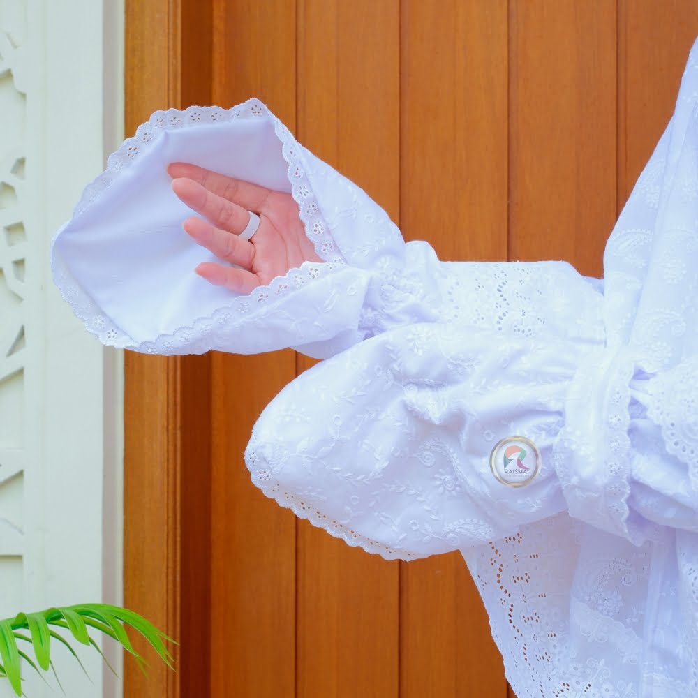 Gamis Putih Umroh Haji Set Bergo Dan Sarung Tangan 6 Gamis Putih Umroh Haji Set Bergo Dan Sarung Tangan - Image 6