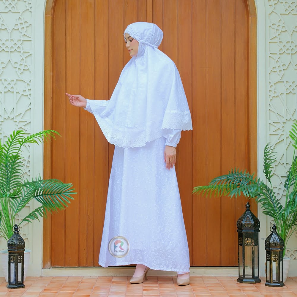 Gamis Putih Umroh Haji Set Bergo Dan Sarung Tangan 9 Gamis Putih Umroh Haji Set Bergo Dan Sarung Tangan - Image 9