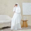 Gamis Syari Ceruti Putih Set Hijab Instan 2 GAMIS PUTIH SYARI UMROH HAJI YUMI 1