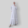 Gamis Putih Bahan Katun Umroh Haji Niehan 6 05. Gamis Rempel Bawah Putih 01 FLASH SALE