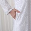Gamis Putih Bahan Katun Umroh Haji Niehan 5 05. Gamis Rempel Bawah Putih 05 std18