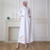 Gamis Putih Jumbo Perlengkapan Umroh Haji Wanita Bahan Katun Sabai 9 Gamis Bis Tulang BLUR 02