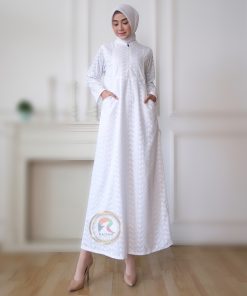 Gamis Putih Jumbo Perlengkapan Umroh Haji Wanita Bahan Katun Sabai