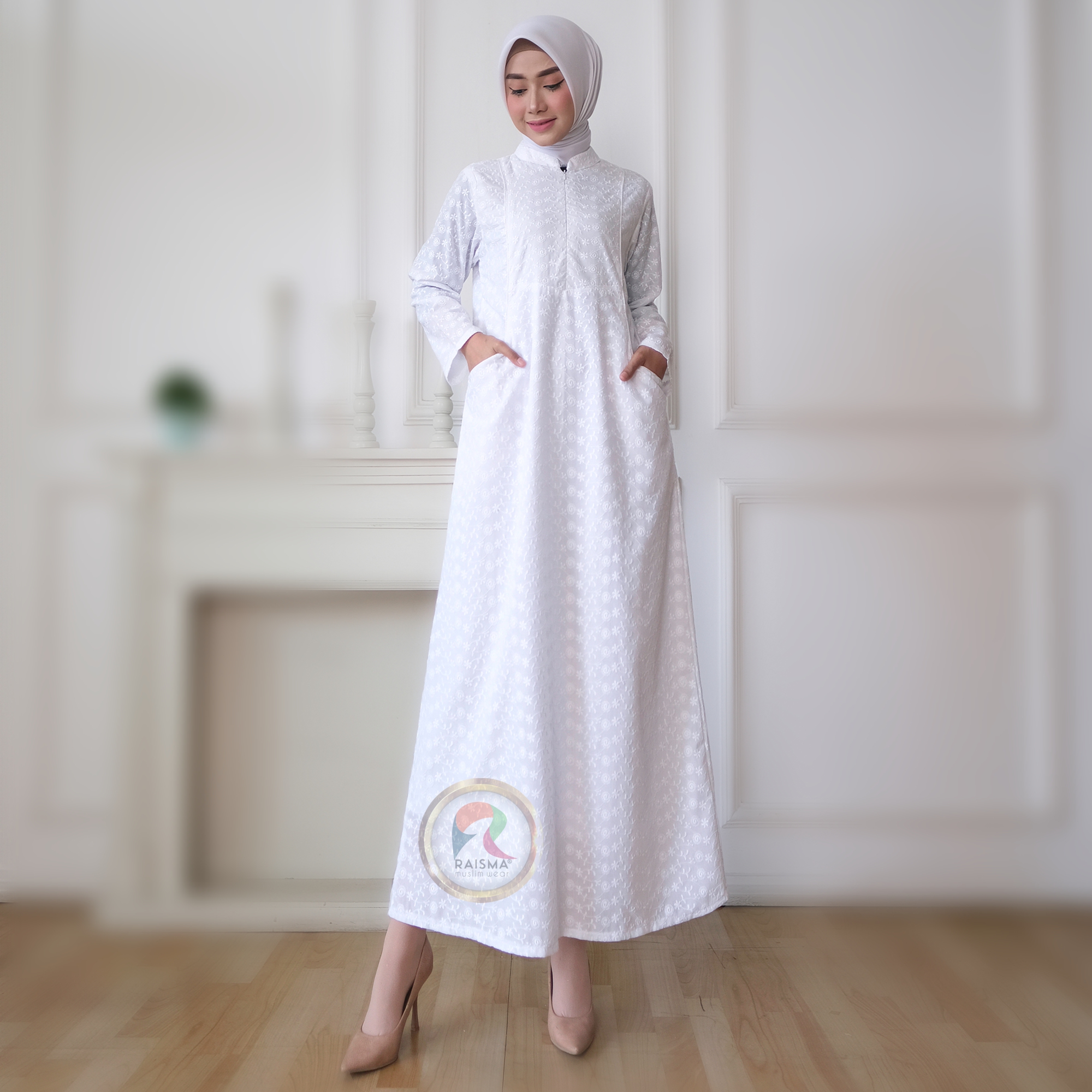 Gamis Putih Jumbo Perlengkapan Umroh Haji Wanita Bahan Katun Sabai 3 Gamis Putih Jumbo Perlengkapan Umroh Haji Wanita Bahan Katun Sabai