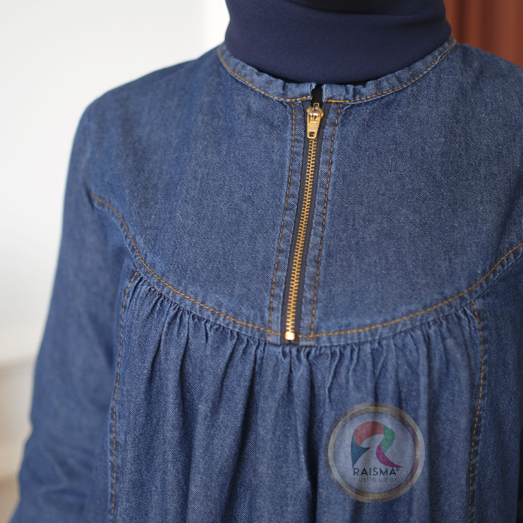 Gamis Jeans Denim Premium Model BabyDoll 3 Gamis Jeans Denim Premium Model BabyDoll - Image 3