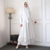 Raisma Gamis Putih Syari Set Khimar Bahan Ceruti Babydoll Baju Umroh Haji Muslim Wanita Mafaza 9 Gamis Syari Ceruti BW BLUR 01